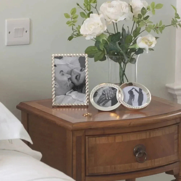 SILVER TONE DOUBLE INTERTWINED WEDDING RING PICTURE FRAME 7.5x3” PERFECT GIFT - Picture 14 of 14